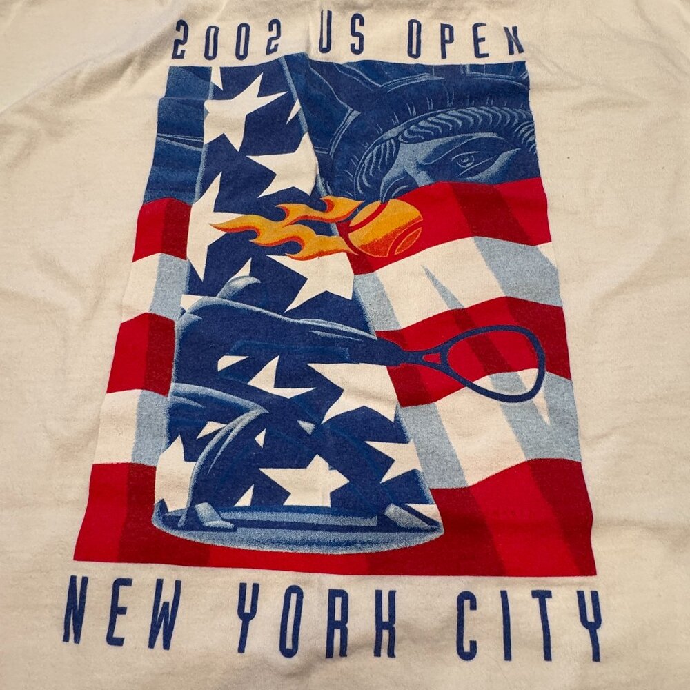 2002 Vintage US Open Tennis short-sleeved t-shirt - white - Unisex XL